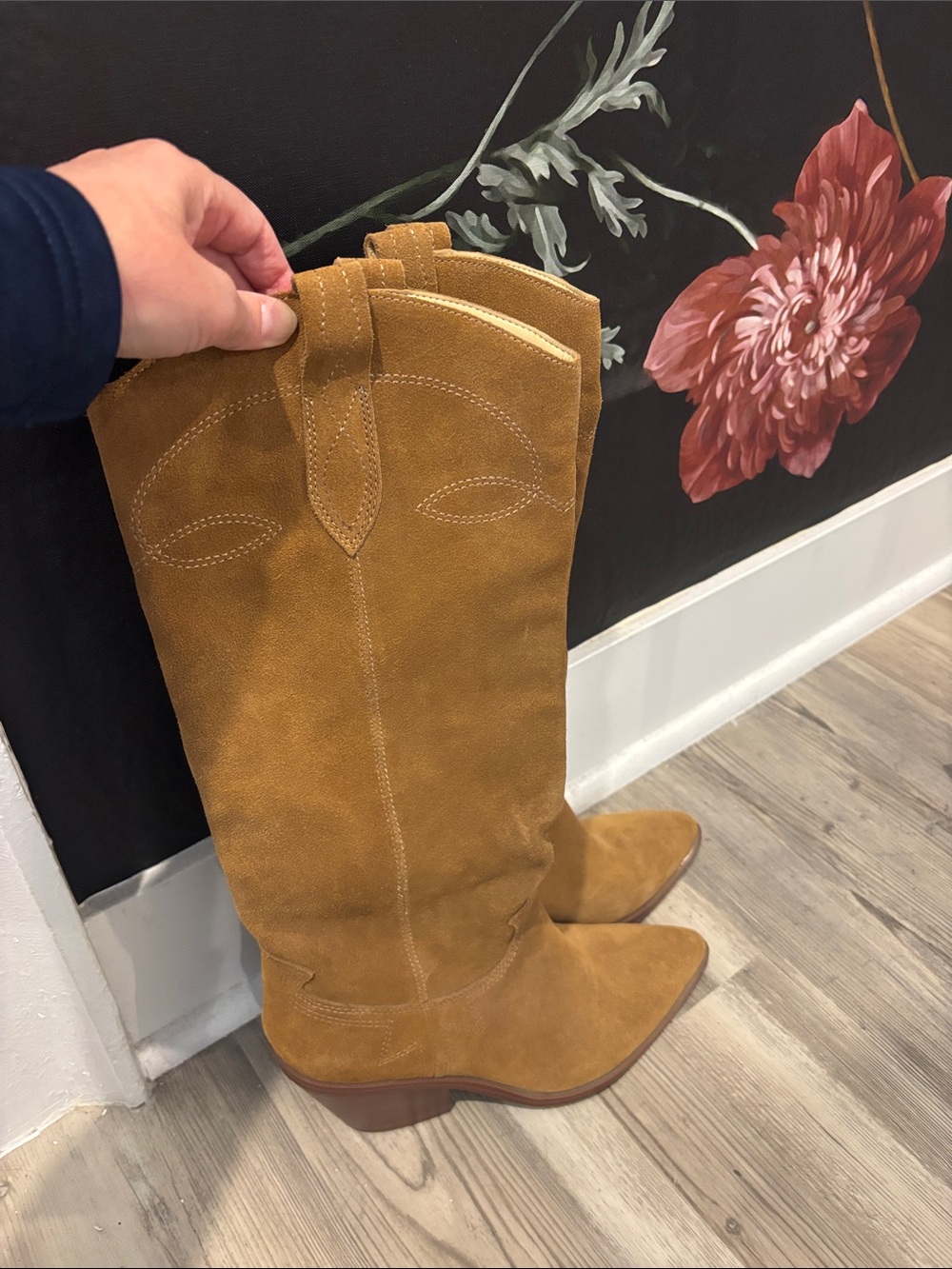 Nine West Tan Suede Cowboy Boots